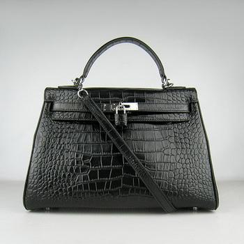 HKL32BCSS016 Hermes 32CM Crocodile Stripe Nero (argento)